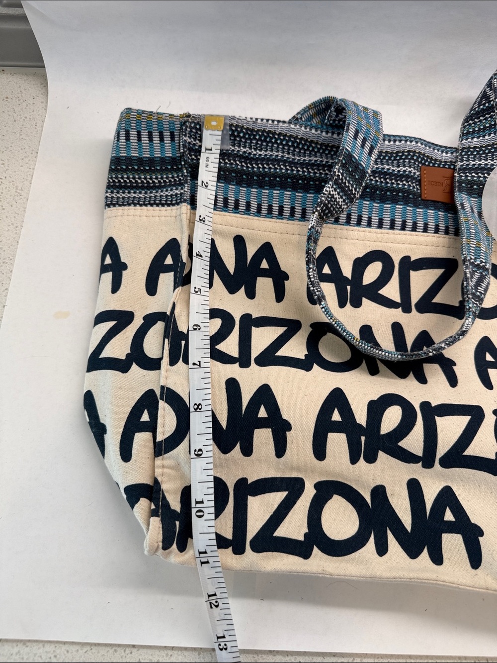 Robin Ruth Canvas Arizona Script Tote - Navy & Cream - Picture 8 of 8